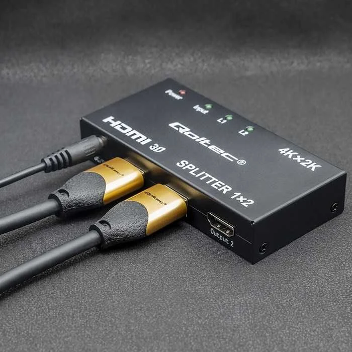 „Qoltec“ aktyvus skirstytuvas 2 x HDMI 4K x 2K | 3.4 Gb/s | Didelis stabilumas