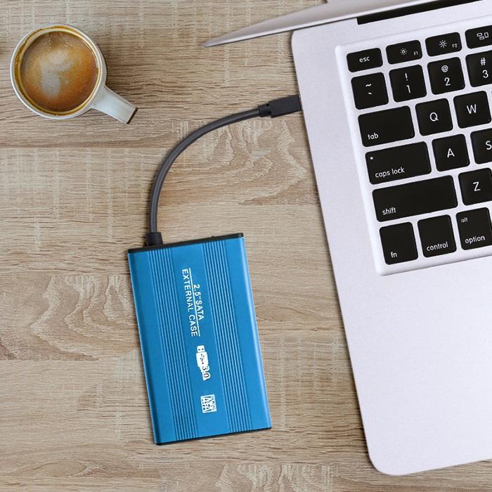 QOLTEC išorinio kietojo disko dėklas HDD/SSD 2.5" SATA3 USB 3.0 Mėlyna