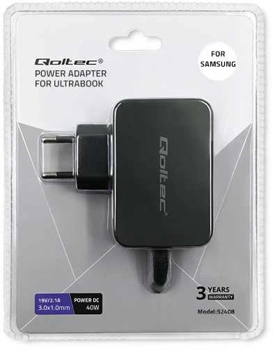 QOLTEC 52408 Maitinimo šaltinis Samsung 40W ultrabook / 19V / 2.1A / 3.0x1.0