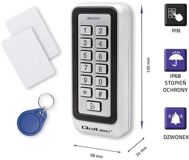 Qoltec 52442 Code Lock RHEA With RFID Reader Code Card Key Fob qoltec-52442-code-lock-rhea-with-rfid-reader-code-card-key-fob