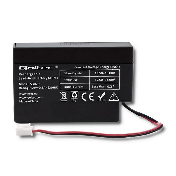 QOLTEC AGM baterija 12V 0,8Ah maks. 12A