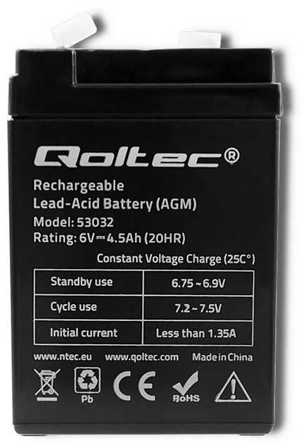 QOLTEC 53032 Baterija AGM 6V 4.5Ah max. 1.35A