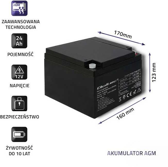 QOLTEC 53036 Qoltec Baterija AGM 12V