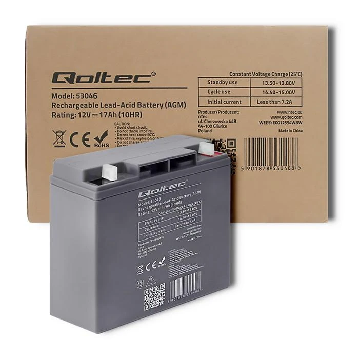 QOLTEC 53046 Qoltec Baterija AGM 12V 17Ah maks.255A