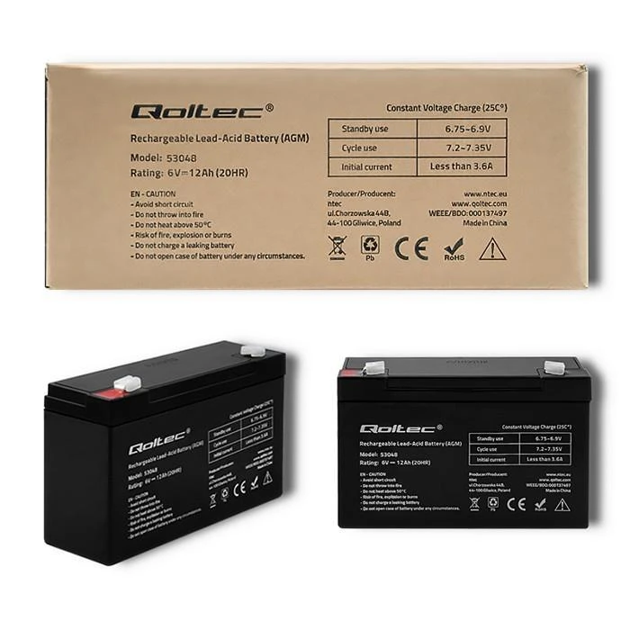 QOLTEC AGM baterija 6V 12Ah