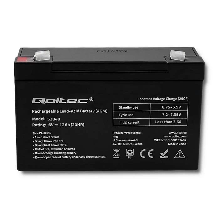 QOLTEC AGM baterija 6V 12Ah