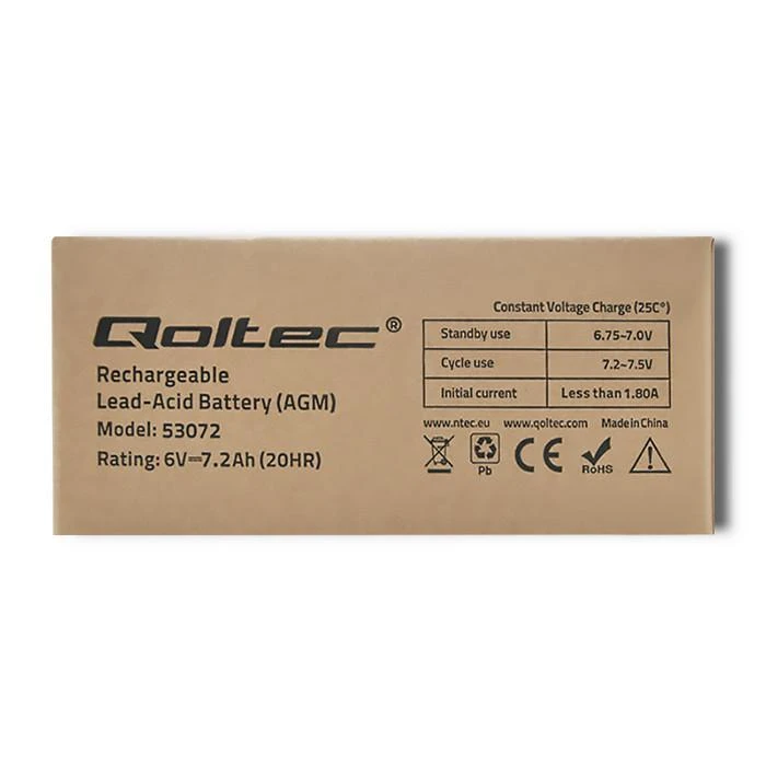 QOLTEC Baterija AGM 6V 7.2Ah