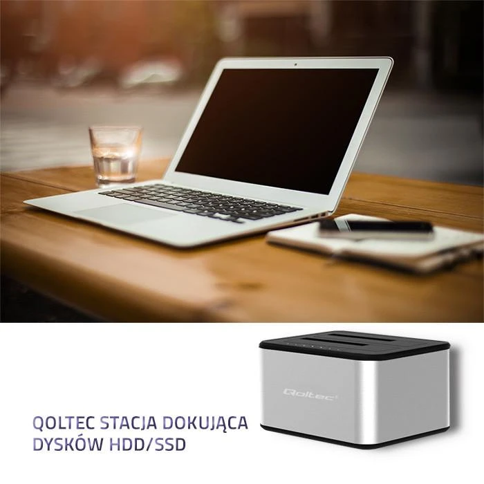 QOLTEC 50316 2x HDD / SSD prijungimo stotelė 2,5 / 3,5 colio SATA USB 3.0 klonavimas