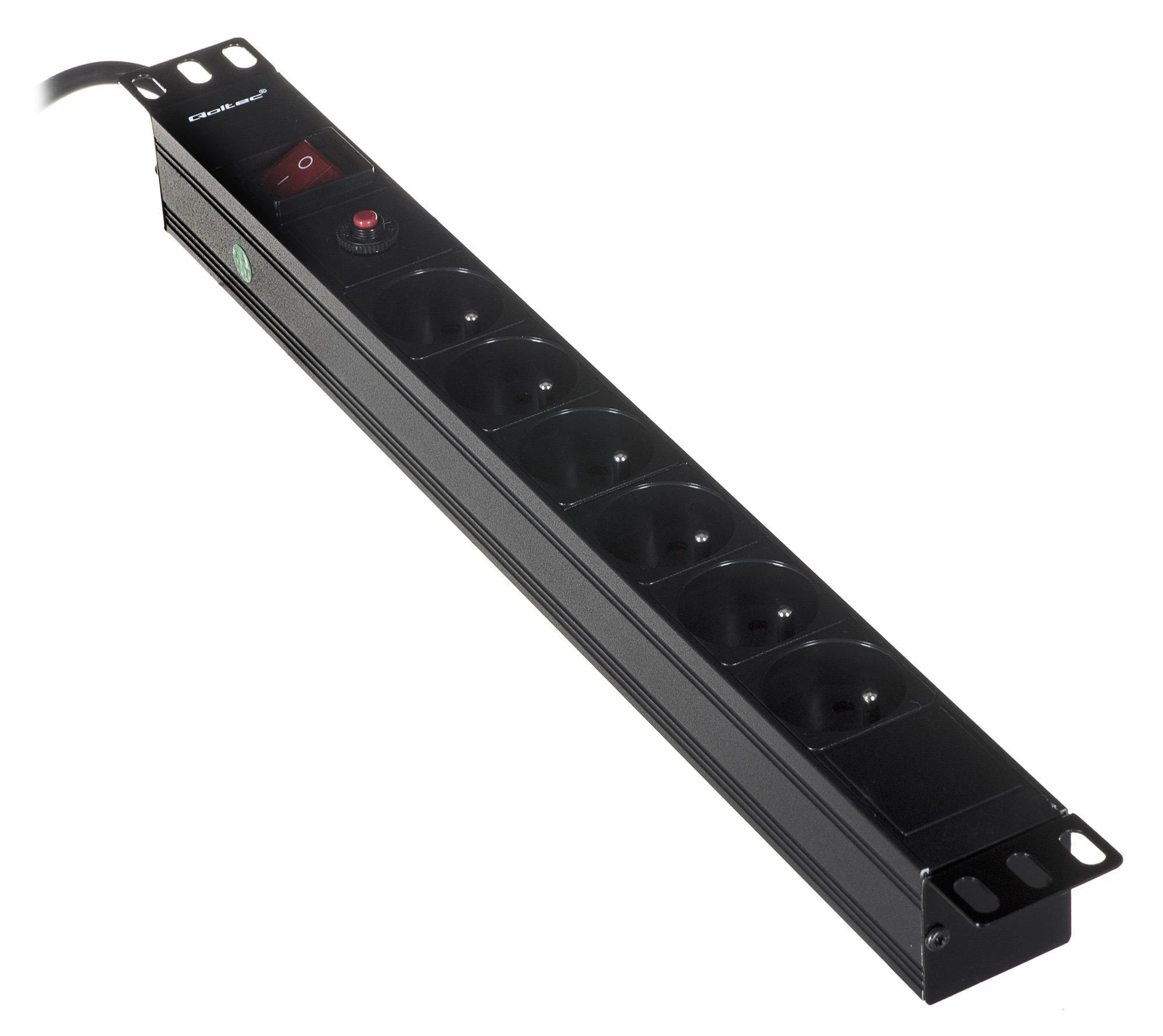 QOLTEC 53995 Apsauga nuo viršįtampių RACK 19 16A 1U PDU 6xSCHUKO 2m