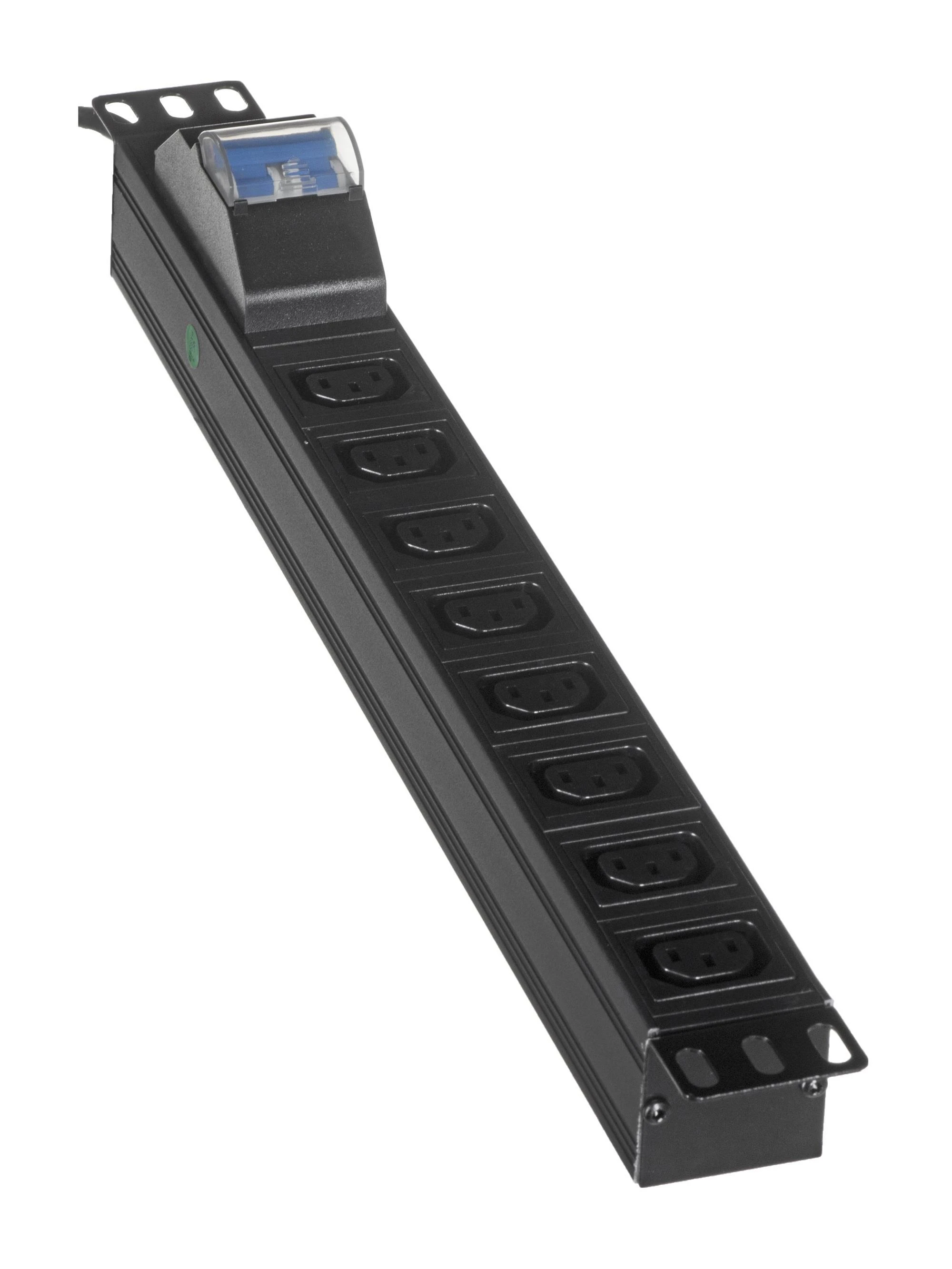 QOLTEC 53999 Apsauga nuo viršįtampių CB, skirta RACK 19 1U 10A PDU 8xIEC C13 2m