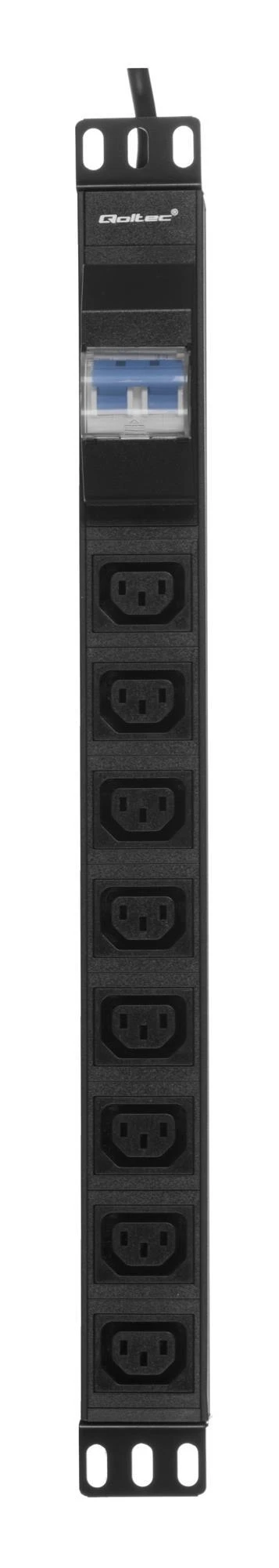 QOLTEC 53999 Apsauga nuo viršįtampių CB, skirta RACK 19 1U 10A PDU 8xIEC C13 2m