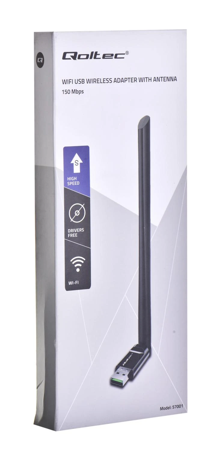 Qoltec belaidis adapteris Wi-Fi USB su antena, 57001