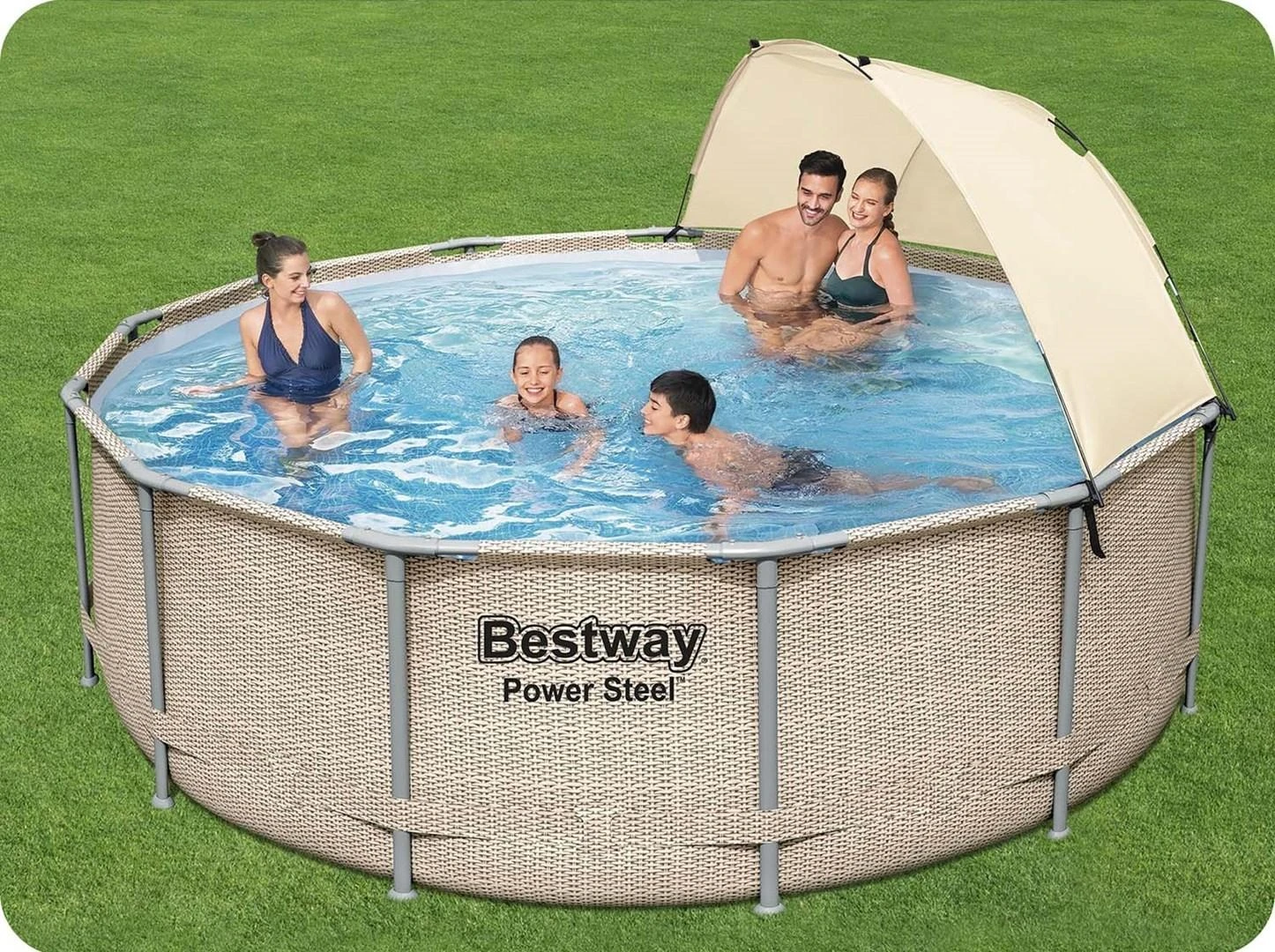 Baseinas su rėmu ir gaubtu 13FT 396x107 cm Power Steel BESTWAY