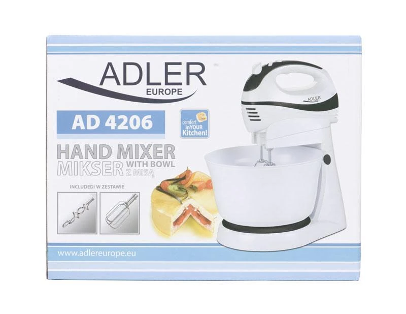 Virtuvinis kombainas Adler | Mixer | AD 4206 | Mixer with bowl | 300 W | Greičių skaičius 5 | Turbo mode | Baltas