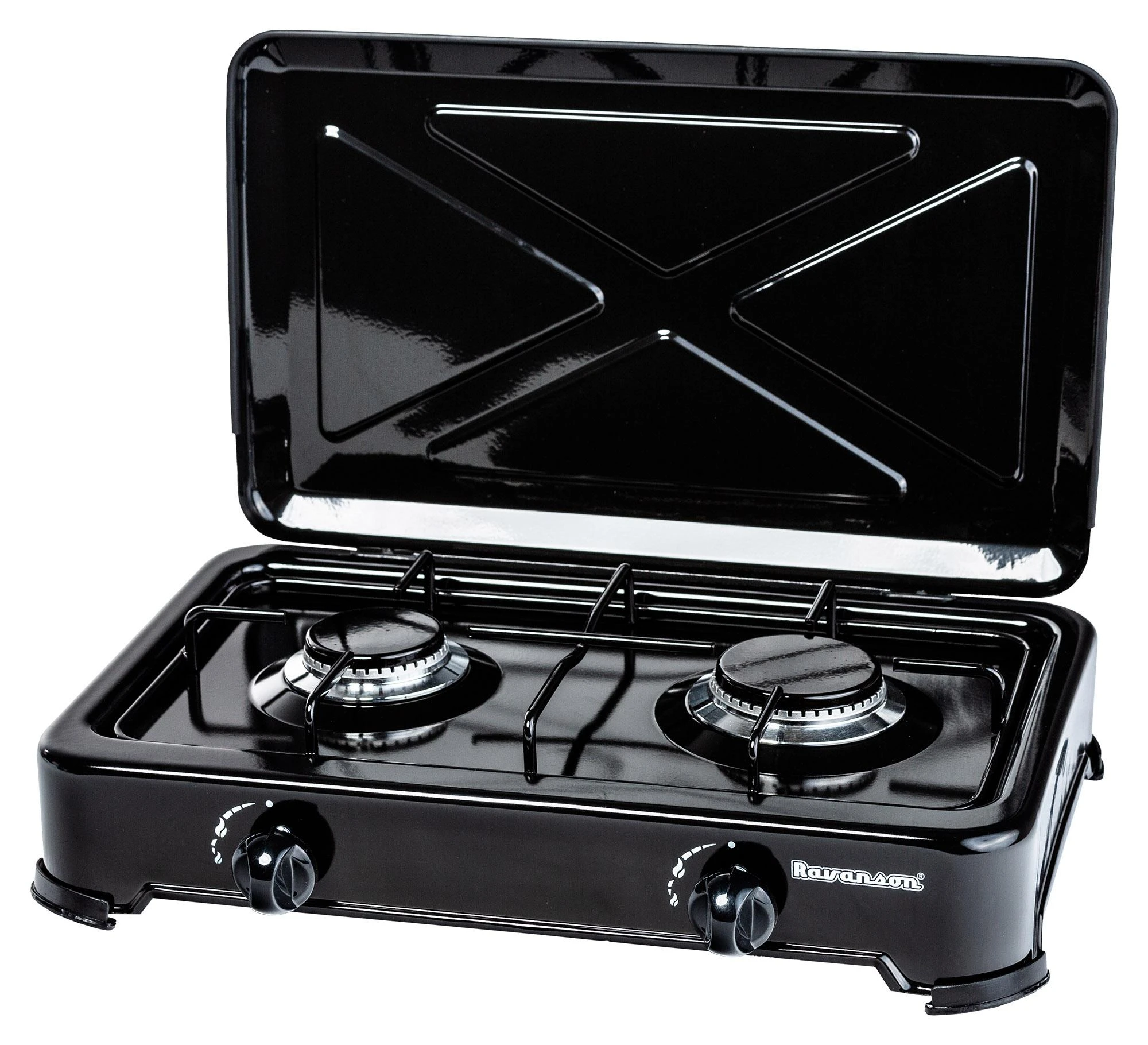 Ravanson K-02TB hob Juodas Countertop Gas 2 zone(s)