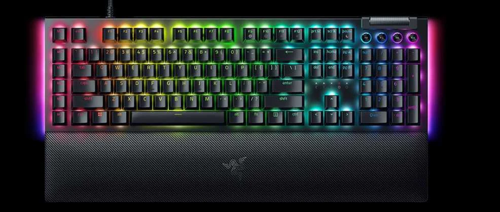 Mechaninė žaidimų klaviatūra Razer BlackWidow V4 X, US išdėstymas, geltonas jungiklis, su laidu, Juodos spalvos