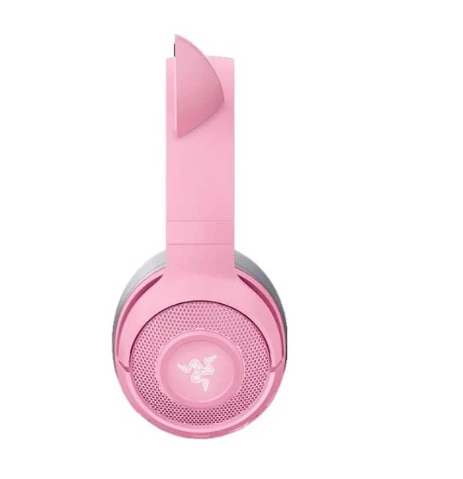 Žaidimų Ausinės Razer Kraken Kitty Edition Quartz, Chroma RGB, ANC mikrofonas, THX erdvinis garsas, USB jungtis, rožinės