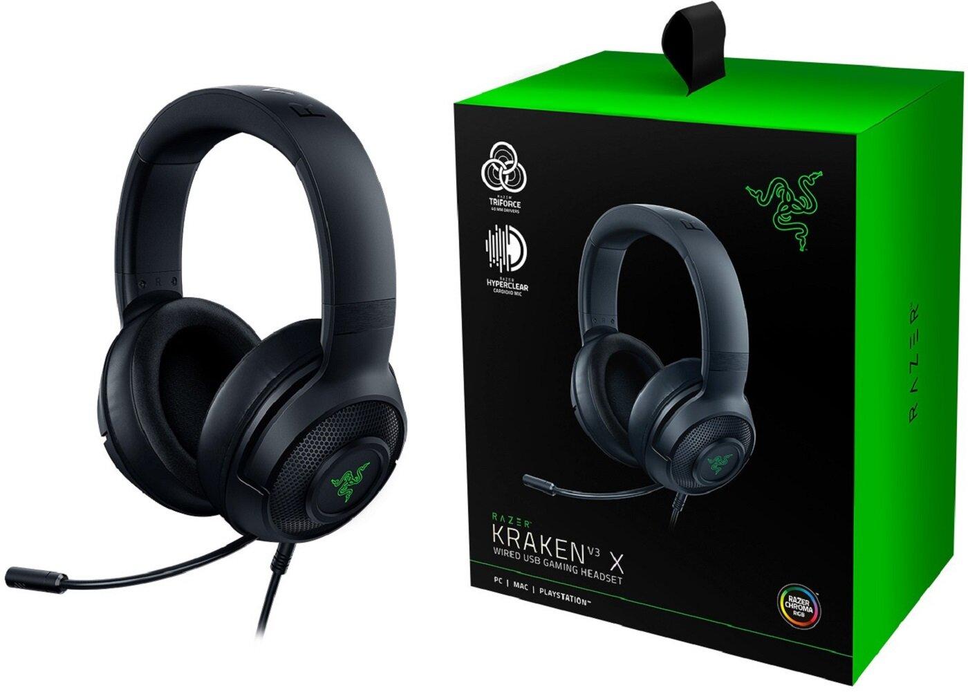 Ultra-Lengvos PC Žaidimų Ausinės Razer Kraken V3 X, Juodos