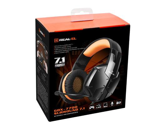 Ausinės REAL-EL GDX-7700 SURROUND 7 juodos spalvos, SURROUND 7.1