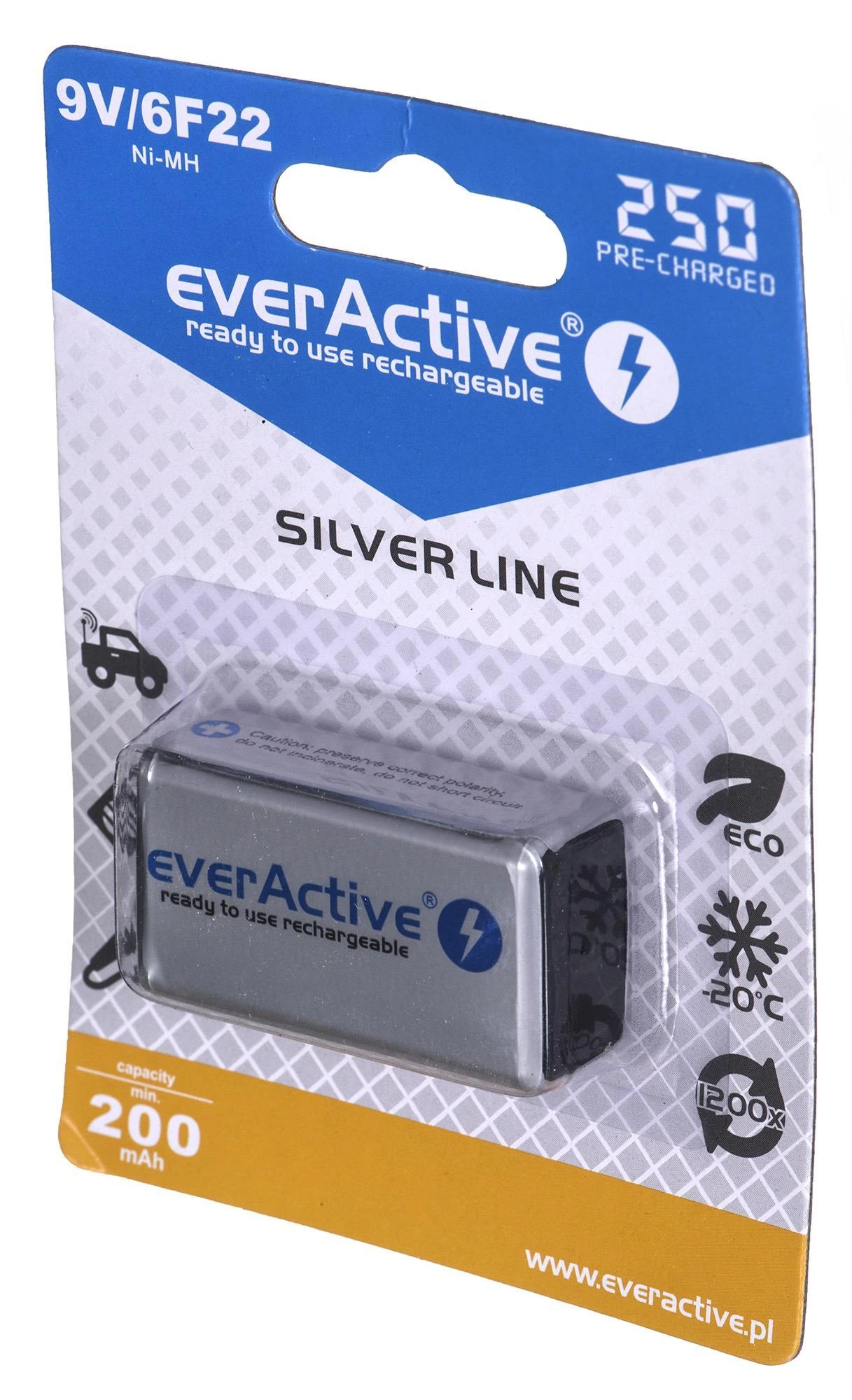 EverActive 9V 250mAh akumuliatorius originalioje pakuotėje