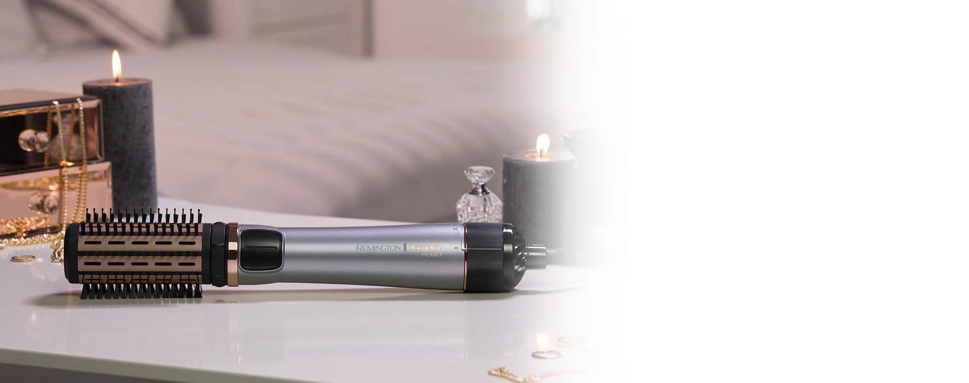 Remington Keratin Protect Rotating Air Styler | AS8810 | Keraminė šildymo sistema | Šildymo lygių skaičius 2 | 100 W | Pilkas/Juodas