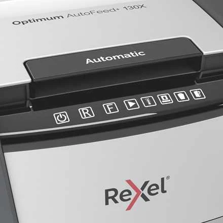 Rexel Optimum AutoFeed+ 130X popieriaus smulkintuvas skersinis smulkinimas 55 dB 22 cm juoda, sidabrinė