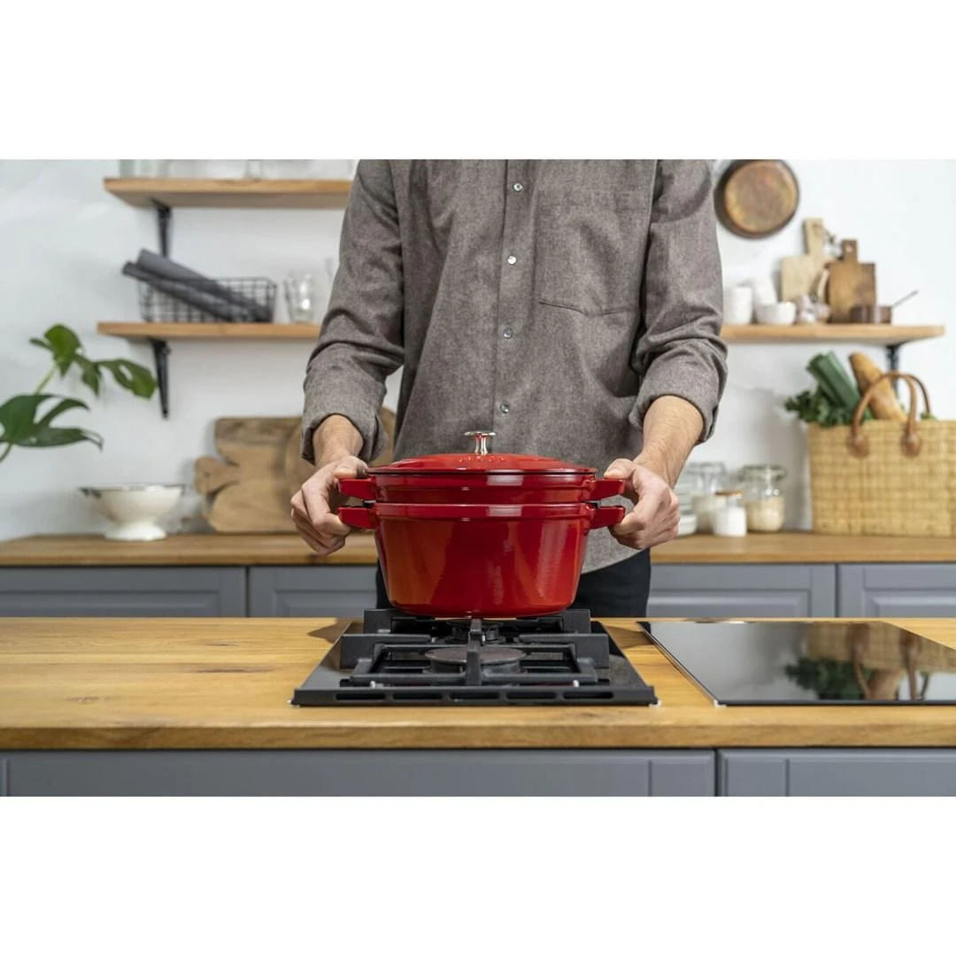 Staub La Cocotte apvalus ketaus troškinimo indas -- 3 VIENŲ RINKINYS