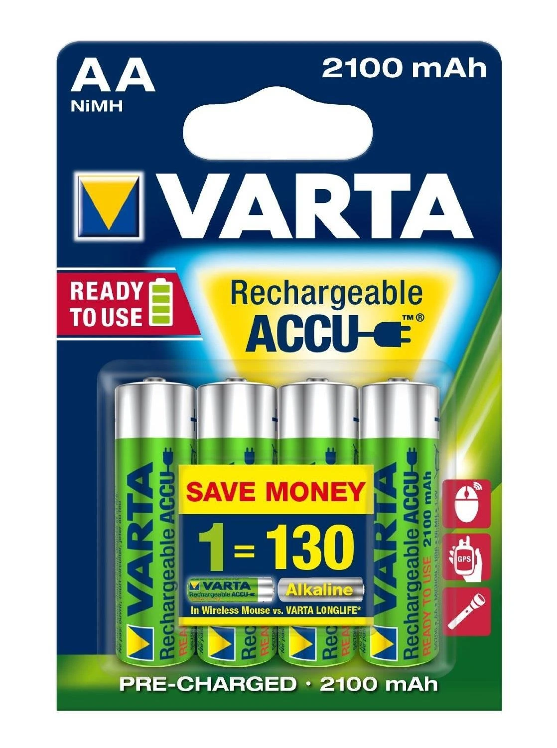 VARTA 2100 mAh AA akumuliatoriai pakuotėje