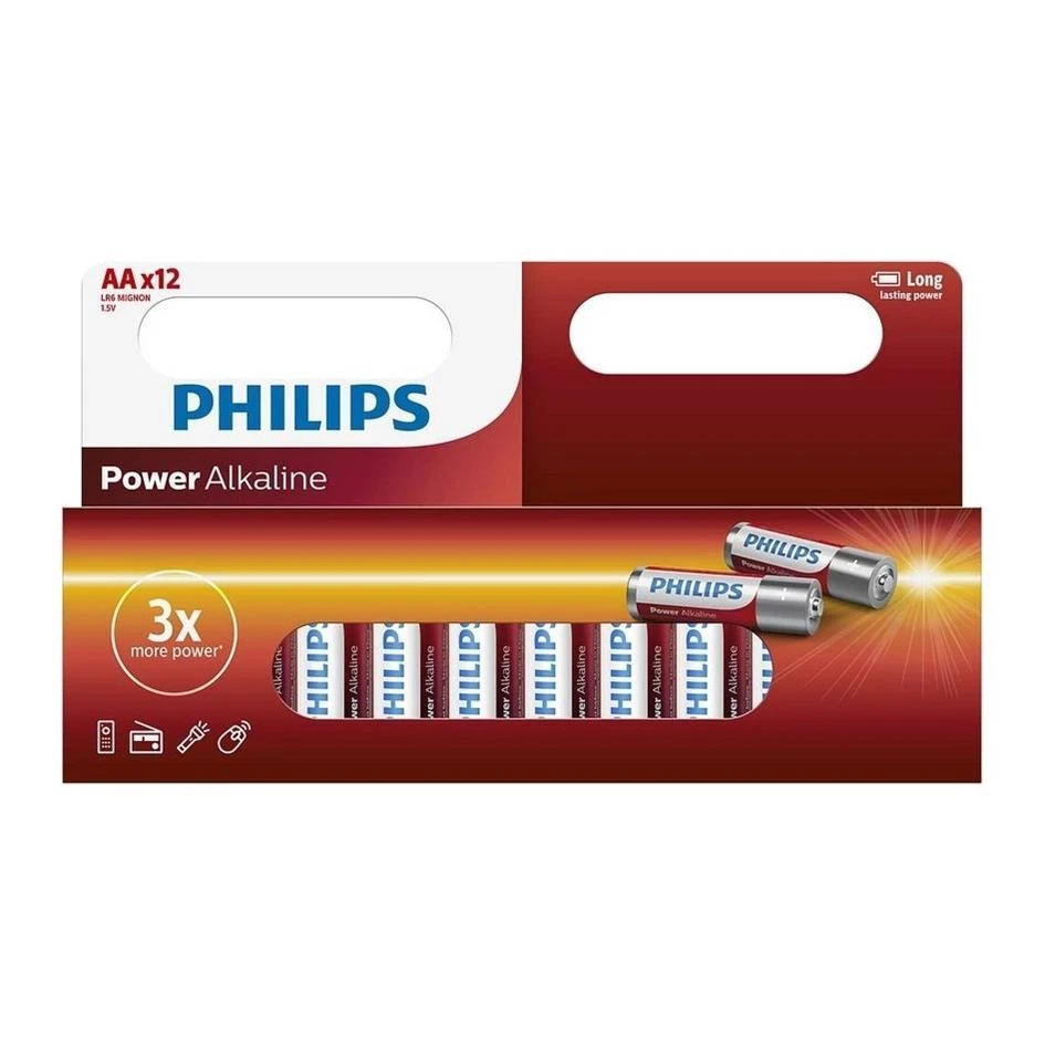 Philips AA 12 vnt. Power Alkaline baterijų pakuotė