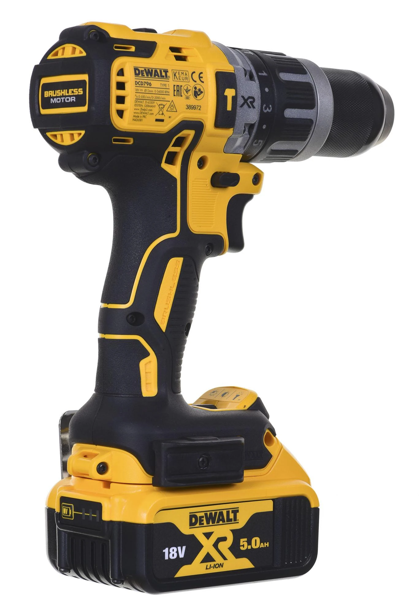 DeWalt įrankių rinkinys Combo 18V DCD796 + DCG405 + 2x5,0Ah DCK2080P2T (DCK2080P2T-QW)