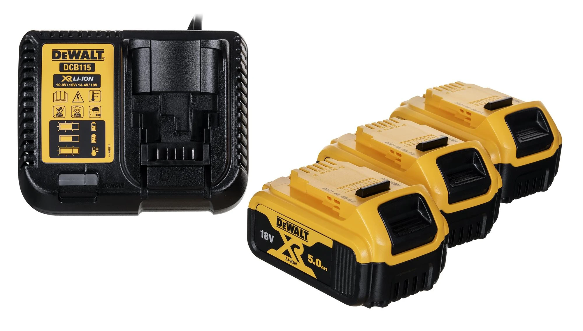 Įrankių rinkinys DeWalt (DCG405 + DCH273 + DCD796 + DCF887); 18 V; 3x5,0 Ah akum.