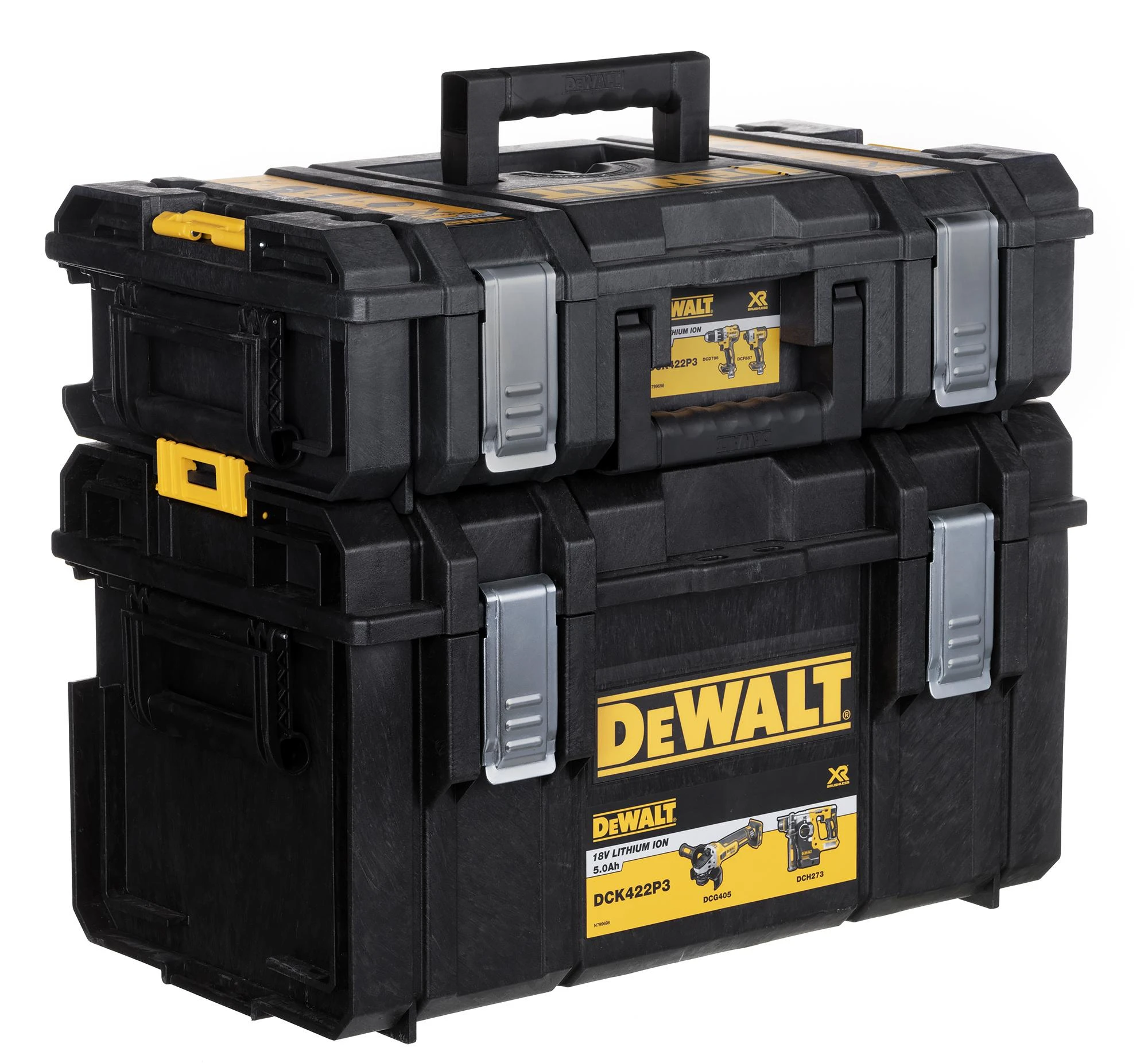 Įrankių rinkinys DeWalt (DCG405 + DCH273 + DCD796 + DCF887); 18 V; 3x5,0 Ah akum.