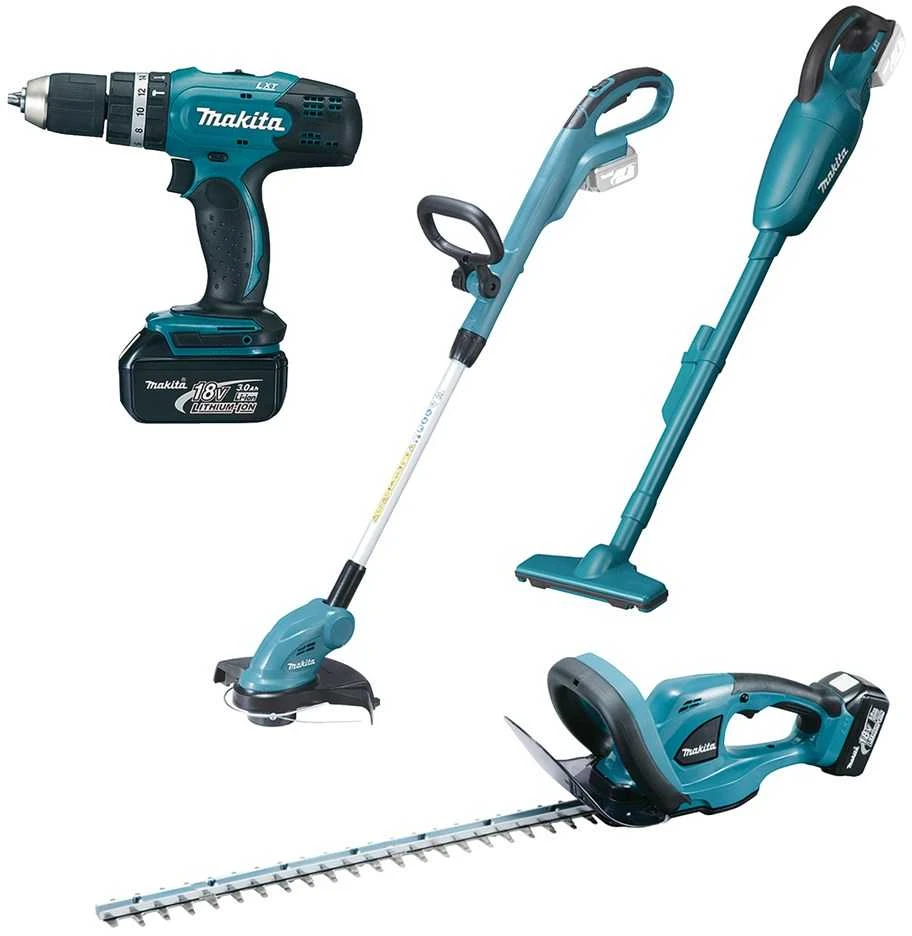 Įrankių rinkinys Makita DLX4093 (DUH523 + DUR181Z + DHP453Z + DCL180Z); 18 V; 2x3,0 Ah akum.