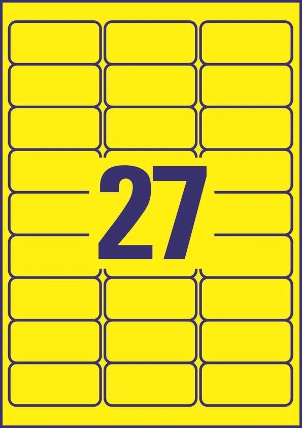 Avery Zweckform Heavy Duty Atsparus vandeniui Labels 63,5 x 29,6 mm geltona (L6105-20)