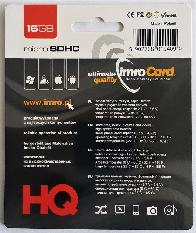 IMRO atminties kortelė Micro SD 16GB su adapteriu SD