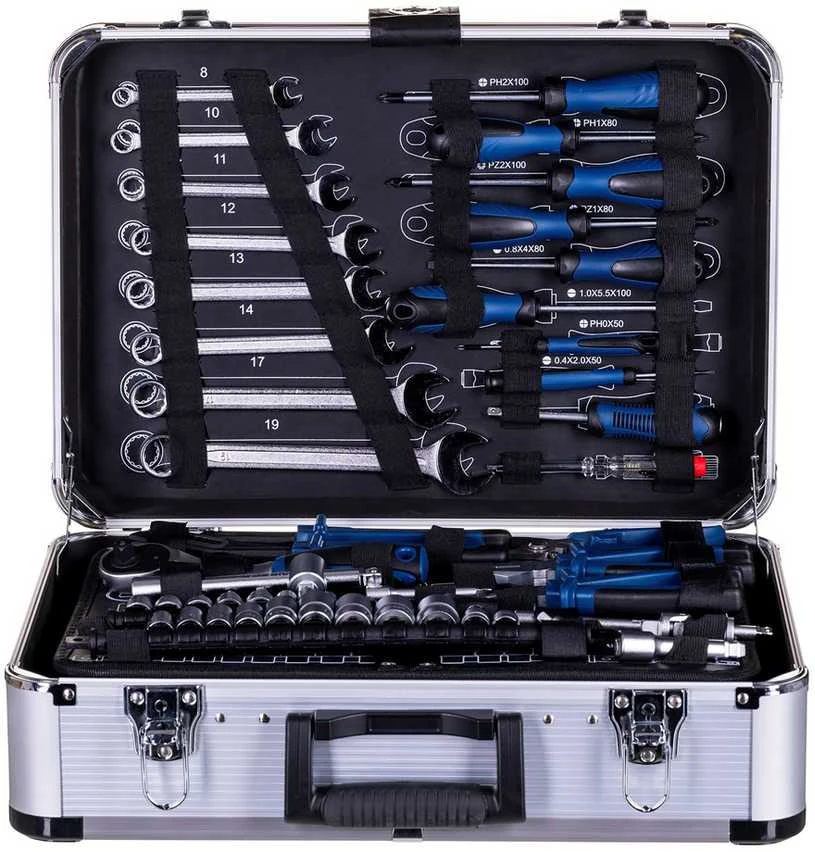 Rankinių įrankių rinkinys TB150 metaliniame lagamine 101 vnt, Scheppach