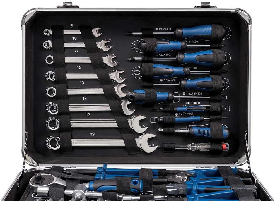Rankinių įrankių rinkinys TB150 metaliniame lagamine 101 vnt, Scheppach