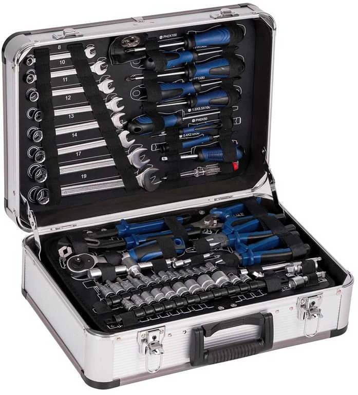 Rankinių įrankių rinkinys TB150 metaliniame lagamine 101 vnt, Scheppach