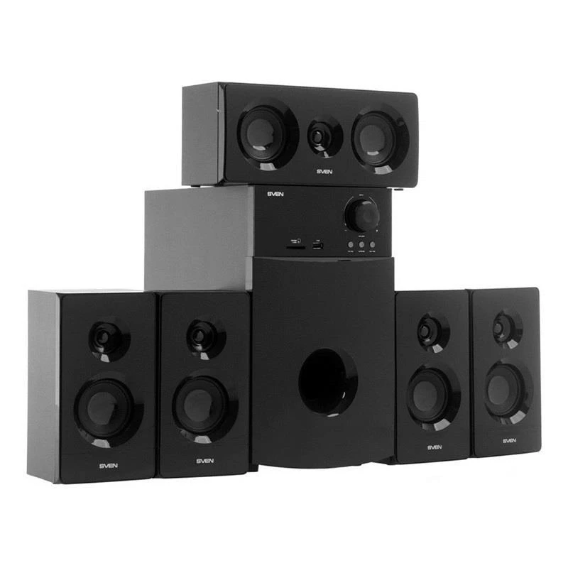 Kompiuterio kolonėlės Speakers SVEN HT-210, juodas (125W, Bluetooth, Optical, Coaxial, FM, USB/SD, Ekranas, RC unit), SV-014124