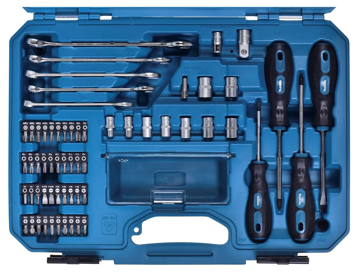 Makita E-08458 rankinių įrankių rinkinys, 87 vnt.