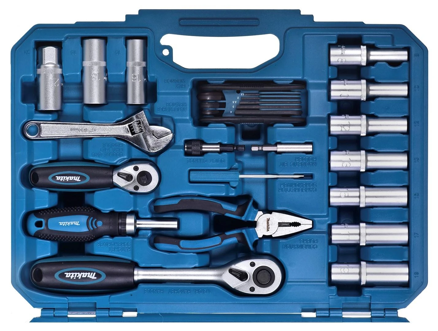 Makita E-08458 rankinių įrankių rinkinys, 87 vnt.