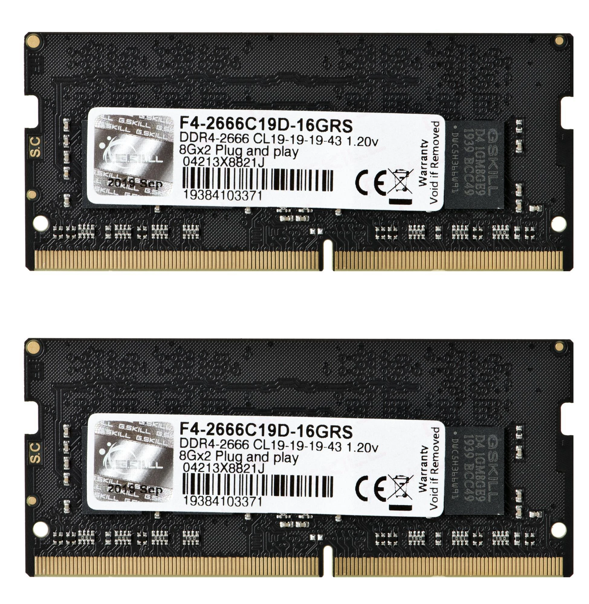 Nešiojamo kompiuterio atmintis G.Skill 16 Kit (8GBx2) GB, DDR4, 2666 MHz, nešiojamasis kompiuteris, registracijos Nr., ECC Nr.