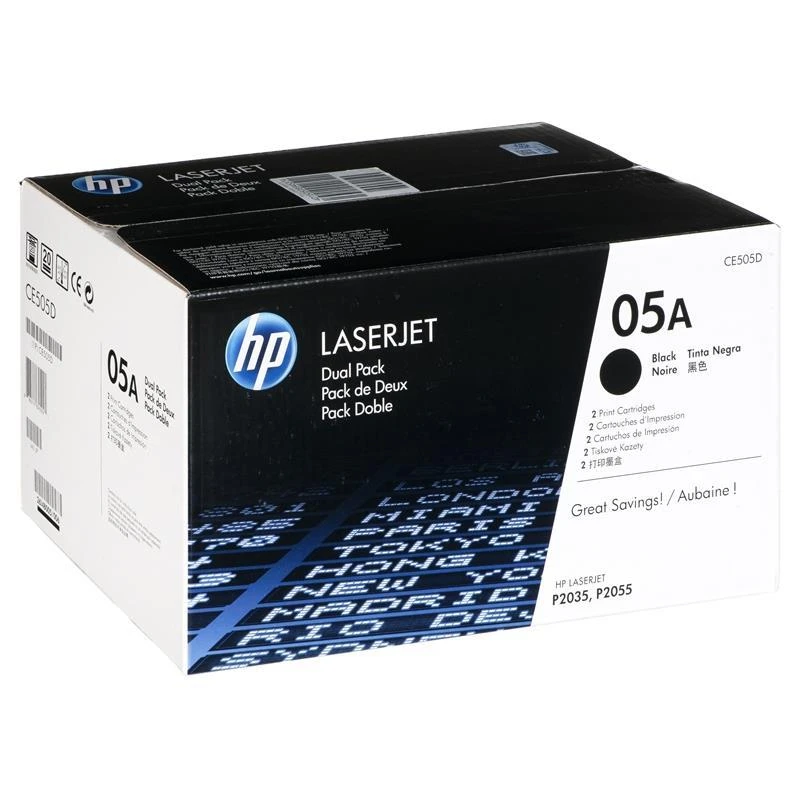 Hewlett Packard (HP) HP CE505D No.05A Dual Pack Juodas kasetė (CE505D)