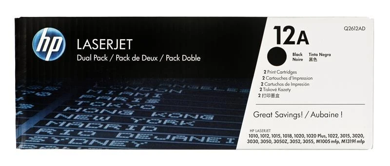 Hewlett Packard (HP) HP 12A 2 pak. Juodas Toneris kasetė, 2x2000 puslapių, skirta LaserJet 1018,1020,3020,3030,3055