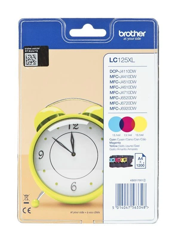 Rašalo kasetė Brother LC125XLRBWBP CMY | MFC-J4510DW