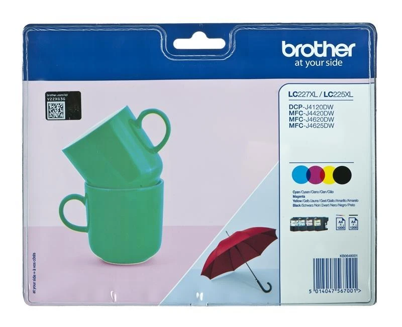 Supakuokite Brother LC227XLVALBP CMYK lizdinę plokštelę DCP-J4120DW/MFC-J4420DW/4425DW/4620DW