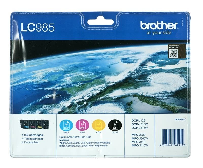 Brother LC985VALBP Multipack | Ink Cartridge | Juodas, Cyan, Magenta, Geltona