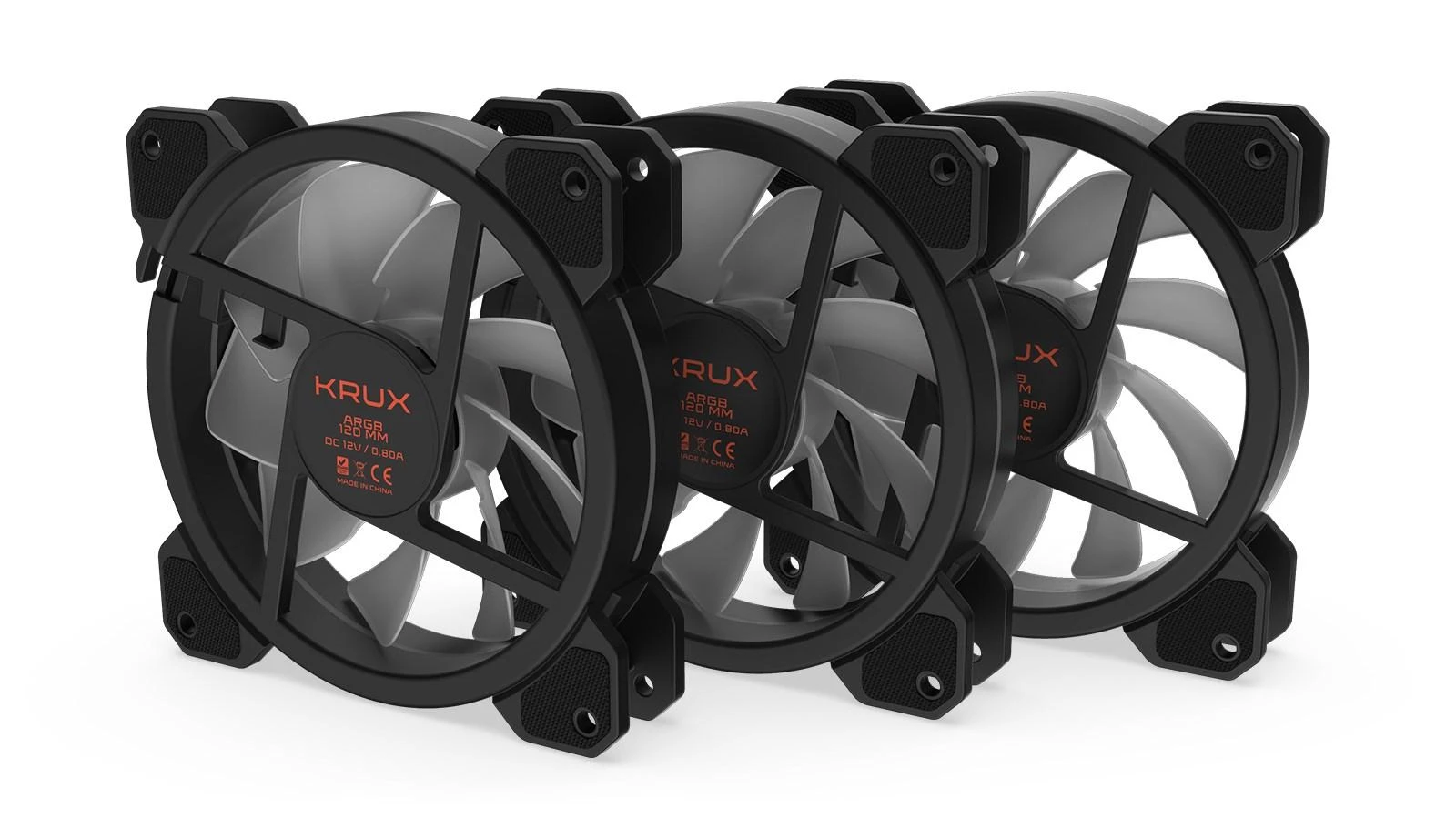 KRUX LUNAR 120 ARGB ventiliatorių rinkinys iš trijų vienetų