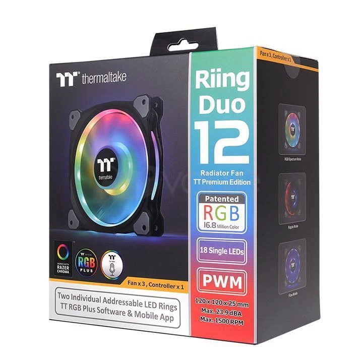 Ventiliatorius Thermaltake Riing Duo 12 RGB 3Pack Fan CL-F073-PL12SW-A
