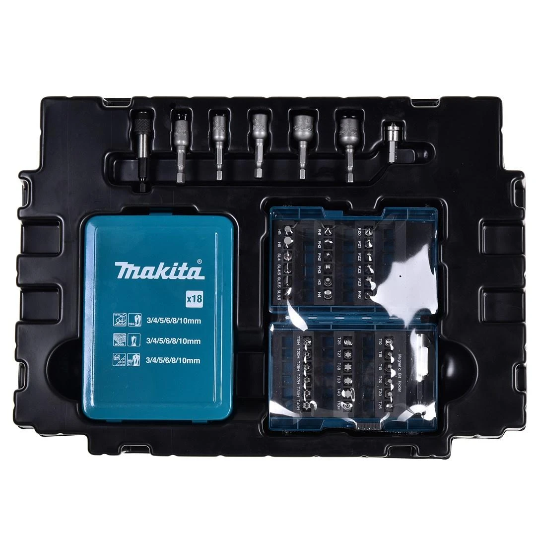 Makita sukimo antgalių ir grąžtų rinkinys 62 vnt. B-53908 MAKPAC lagamine